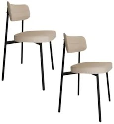 Cadeira de Jantar Estofada Kit 2 Ella M25 Linho Areia - Mpozenato