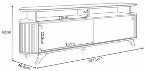 Bancada Decorativa Alba 1.8 para TV até 70 Polegadas Ripada Castanho/Off White G26 - Hb Móveis