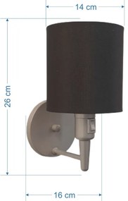 Arandela Cilíndrica Md-2030 Cinza Com Liga e Desliga Cúpula Preto - Bivolt