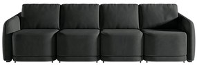 Sofá Cama Modulado Retrátil e Reclinável Decorativo Varsóvia 356cm Veludo Cinza Chumbo G33 - Gran Belo