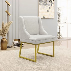 Cadeira Sala de Jantar Industrial Dourado Liz Bouclê D03 - D'Rossi - Cinza