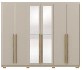 Guarda Roupa Com Espelho Dubai Majestic 6 Portas e 3 Gavetas Fendi - Vila Rica Móveis