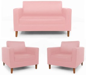 Conjunto Namoradeira + 2 Poltrona Gabriela Courino Rosa