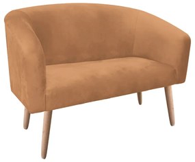 Namoradeira 02 Lugares Stella Suede Caramelo Sisal Pés Palito Natural D'Rossi