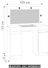 Penteadeira Camarim Com Espelho Studio Beauty A02 Off/Cinamomo - Mpoze