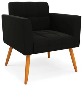Kit 1 Sofá Namoradeira e 2 Poltronas Elisa Suede Pés Palito Castanho - D'Rossi - Preto
