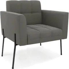 Poltrona Para Sala Pé Metal Preto Kit 2 Ana Suede Grafite - Ibiza