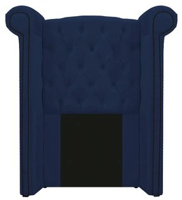 Kit Cabeceira e Calçadeira Veneza 100 cm Solteiro Suede Azul Marinho - ADJ Decor