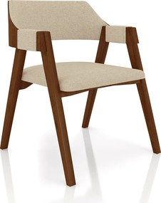 Kit 2 Cadeiras Sala de Jantar e Jogos Carteados Madeira Maciça Poker Linho OffWhite/Imbuia G42 - Gran Belo