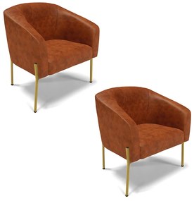 Cadeira Sala de Jantar Pé Ferro Dourado kit 2 Stella Sintético PU D03 - D'Rossi - Nozes