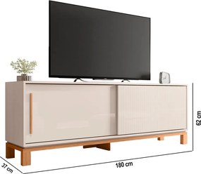 Rack Bancada Tv Para Sala de Estar 180cm Visari Off White/Freijó C01 - D'Rossi