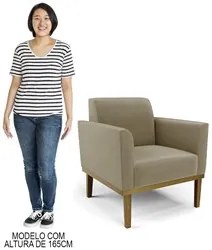 Sofá Namoradeira e 1 Poltrona Base Madeira Castanho Maressa Suede Marr