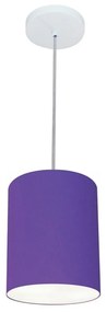 Lustre Pendente Cilíndrico Md-4012 Cúpula em Tecido 18x25cm Roxo - Bivolt