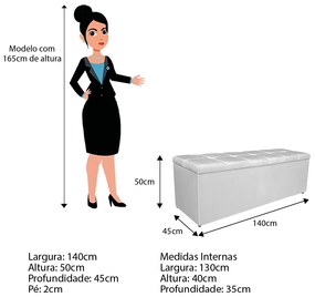 Calçadeira Estofada Manchester 140 cm Casal Suede Branco - ADJ Decor