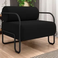 Poltrona Decorativa para Sala Industrial Kit 2 Kira Z08 Veludo Preto -