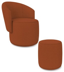 Poltrona e Puff Redondo Orgânico para Sala Malu Bouclê M11 - D'Rossi - Terra