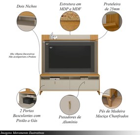 Conjunto Painel Extensível e Rack 180cm Tremonti/Duarte TV até 55 Tauari/Off White G77 - Gran Belo