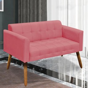 Conjunto 2 Poltronas e 1 Namoradeira Pés Palito Karen Suede Rosê G19 - Gran Belo