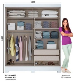 Roupeiro Briz 2 Portas Deslizantes 2 Gavetas - Branco