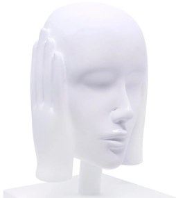 Escultura Máscara Rosto Surdo Branco Em Cerâmica 25x15x14 Cm - D'Rossi
