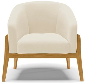 Poltrona Decorativa Base de Madeira kit 2 Stella Linho Bege D03 - D'Rossi