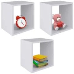 Nichos Decorativos de Parede Quadrado Kit 3 Branco - AJL Móveis
