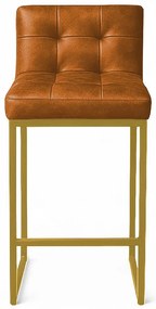 Banqueta Cozinha Alta com Encosto Industrial Dourado Lirina PU C05 - D'Rossi - Whisky