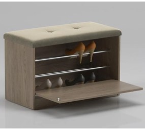 Sapateira Puff Cama Quarto Multifuncional Decoração Aveiro/bege