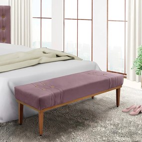 Divã Recamier Banco Base Madeira para Quarto Gênova 195cm Veludo S04 - D'Rossi - Uva