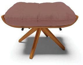 Poltrona com Puff Giratório Costela Veludo Base de Madeira MA30 M11 - D'Rossi - Rose