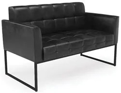 Sofá Namoradeira e 2 Poltronas Base Industrial Preto Ana Sintético PU