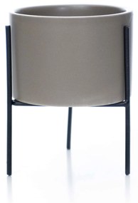 Cachepot Cinza com Suporte em Metal P 10X8 cm - D'Rossi