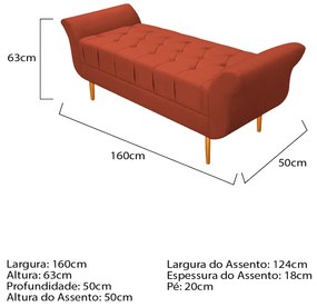 Recamier Estofado Ari 160 cm Queen Size Suede Terracota - ADJ Decor