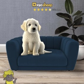 Caminha Casinha para Cachorro Gato Pet Mini Poltrona Meg Veludo Azul - Loja Sheep - Veludo Azul Marinho