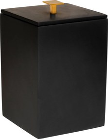 Lixeira de Piso Resina Preto Fosco - Ouro Escovado  Ouro Escovado