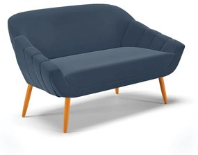 Namoradeira 02 Lugares Giovana Suede Pés Palito Castanho - D'Rossi - Azul Marinho