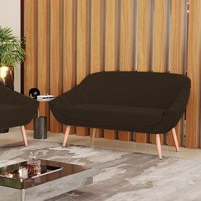 Namoradeira 02 Lugares Giovana Suede Pés Palito Natural - D'Rossi - Marrom