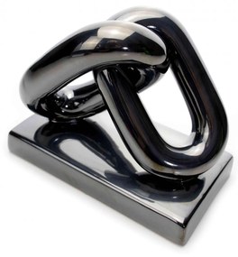 Escultura Decorativa Elos Em Cerâmica Chumbo 12x15x8,5 - D'Rossi