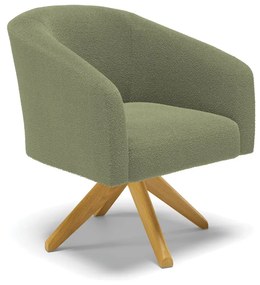 Poltrona Sala Decorativa Giratória Madeira Stella Bouclê D03 - D'Rossi - Pistache