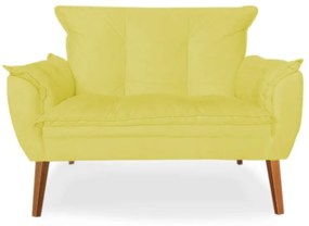 Kit 2 Poltronas 1 Namoradeira Apolo Pés Madeira Suede Amarelo - Sheep Estofados - Amarelo