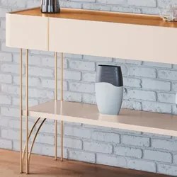 Aparador Para Sala de Estar Pés de Aço Gianni H01 Off White/Cinamomo -