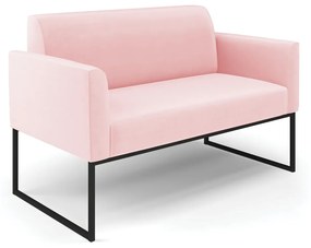Sofá Namoradeira Base Industrial Preto Marisa Suede D03 - D'Rossi - Rosa Bebê