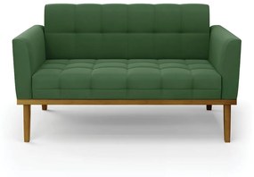 Sofá Namoradeira 2 Lugares Base de Madeira Castanho Elisa Suede D03 - DRossi - Verde