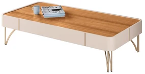 Mesa de Centro Decorativa Cadenza MDP/MDF Pés de Aço Off White/Cinamomo G26 - HB Móveis