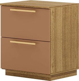 Mesa de Cabeceira Cindy 2 Gavetas com Corrediças Telescópicas Nature/Terracota G98 - Gran Belo