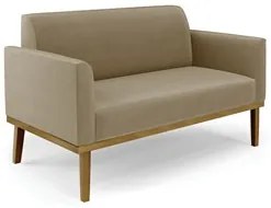 Sofá Namoradeira Base Madeira Castanho Maressa Suede Marrom RT - Ibiza