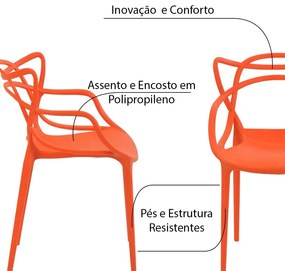 Kit 2 Cadeiras Decorativas Sala e Cozinha Feliti (PP) Laranja G56 - Gran Belo