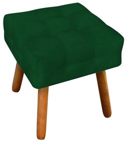 Puff Banqueta Decorativo Pé Palito de Madeira Elisa Suede Verde D03 - D'Rossi