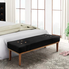 Divã Recamier Banco Base Madeira para Quarto Gênova 90cm Suede S04 - D'Rossi - Preto