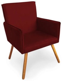 Poltrona Decorativa Vênus com Debrum Pés Palito Madeira Suede Bordô - Sheep Estofados - Vermelho escuro